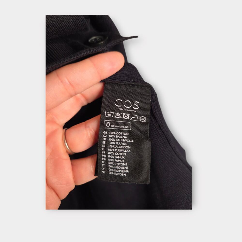 COS Draped Back Cardigan Navy Blue 100% Cotton Women's Med - Picture 5 of 9